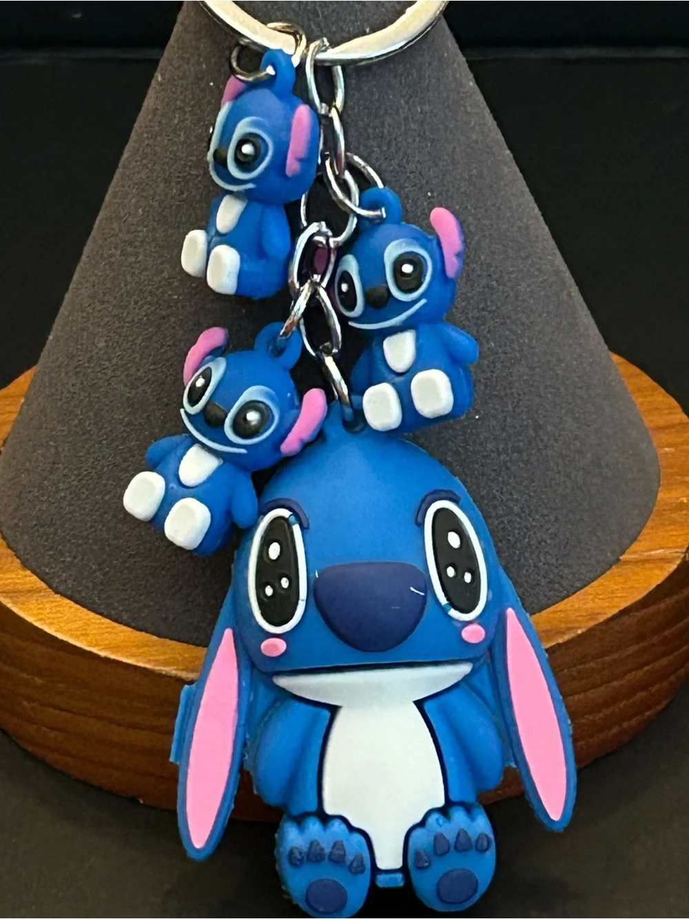 Blue Stitch 4 Characters Backpack Bag Charm Keychain with Mini Charms Brand New